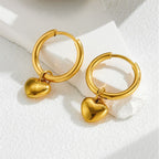 Gold Heart Earrings Titanium Steel Heart-shaped Earrings