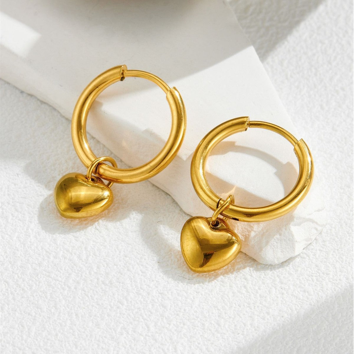 Gold Heart Earrings Titanium Steel Heart-shaped Earrings