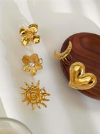 Golden Four-petal Flower Stainless Steel Flower Ring