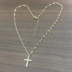 Gold Stainless Steel Diamond Cross Necklace