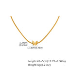 Gold Stainless Steel Butterfly Snake Bone Necklace