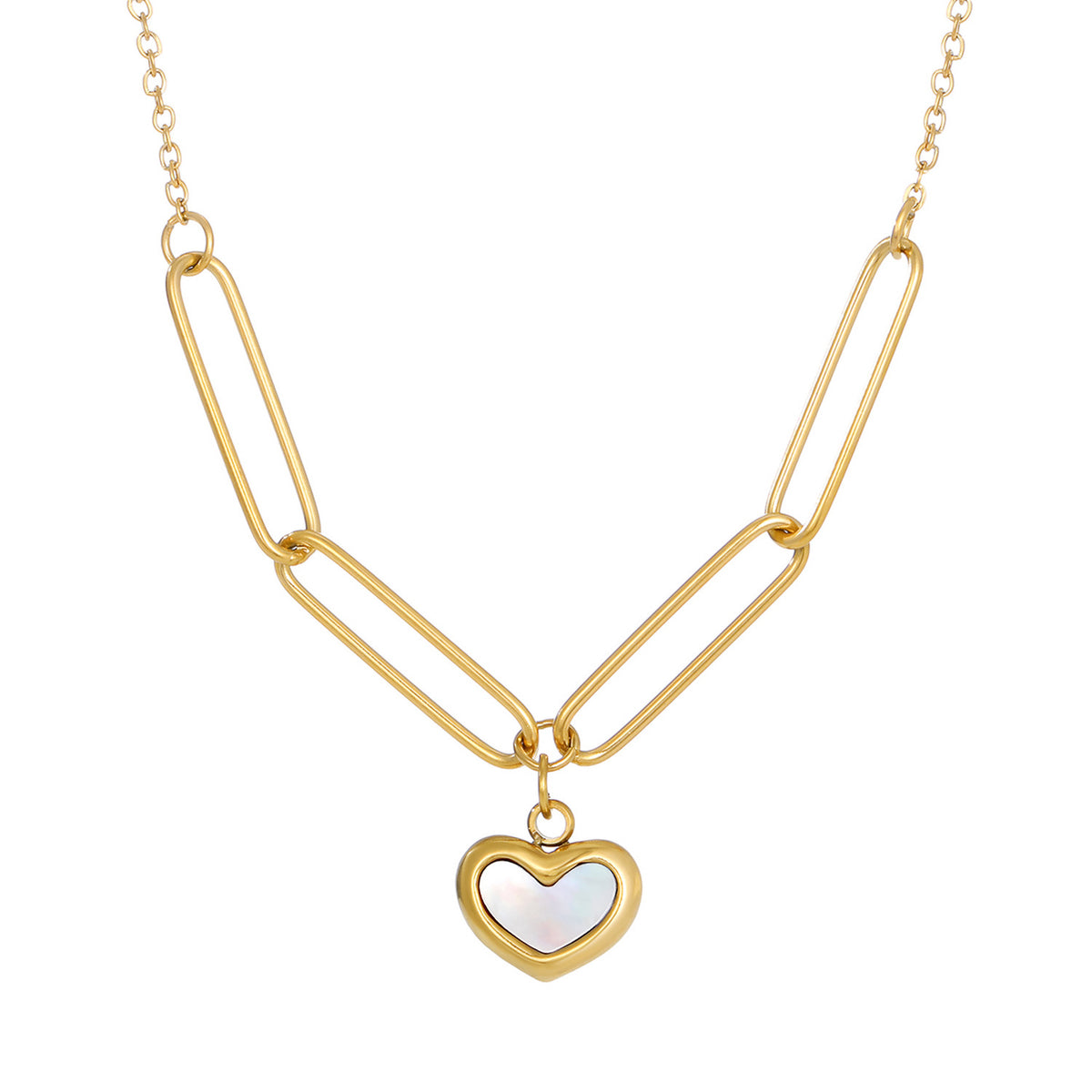 Necklace 1# Titanium Steel Arc Ball Lock Heart Necklace