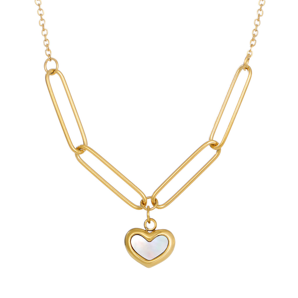 Necklace 5# Titanium Steel Arc Ball Lock Heart Double Layer Necklace