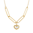 Necklace 6# Titanium Steel Arc Ball Lock Heart Double Layer Necklace