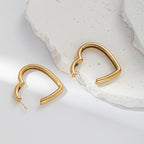 Fashion Gold Heart-shaped Titanium Steel Earrings