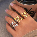 Two-tone Stainless Steel Butterfly Open Ring