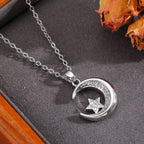 Necklace #8 304 Stainless Steel Diamond-encrusted Heart And Moon Necklace