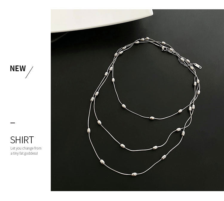 Gold Bracelet Titanium Steel Oval Bead Double Bracelet