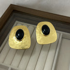 Black Pair Alloy Textured Geometric Earrings
