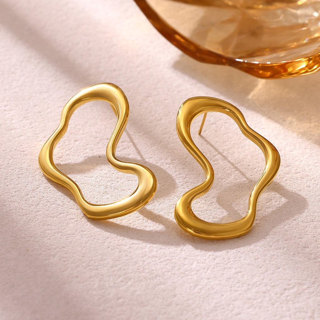Gold Irregular Lines Statement Personality Minimalist Earrings