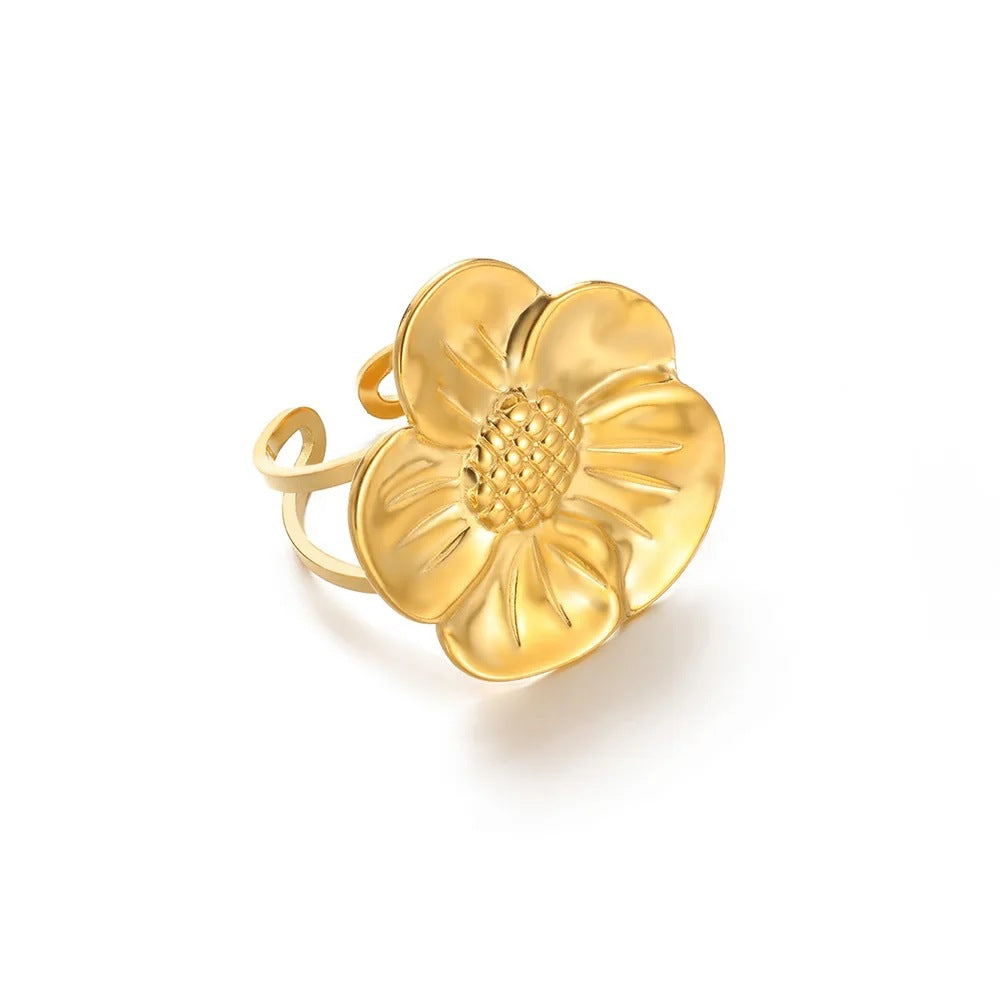 Ring #8 304 Stainless Steel Flower Ring