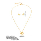 Silver Stainless Steel Heart Necklace Earring Set