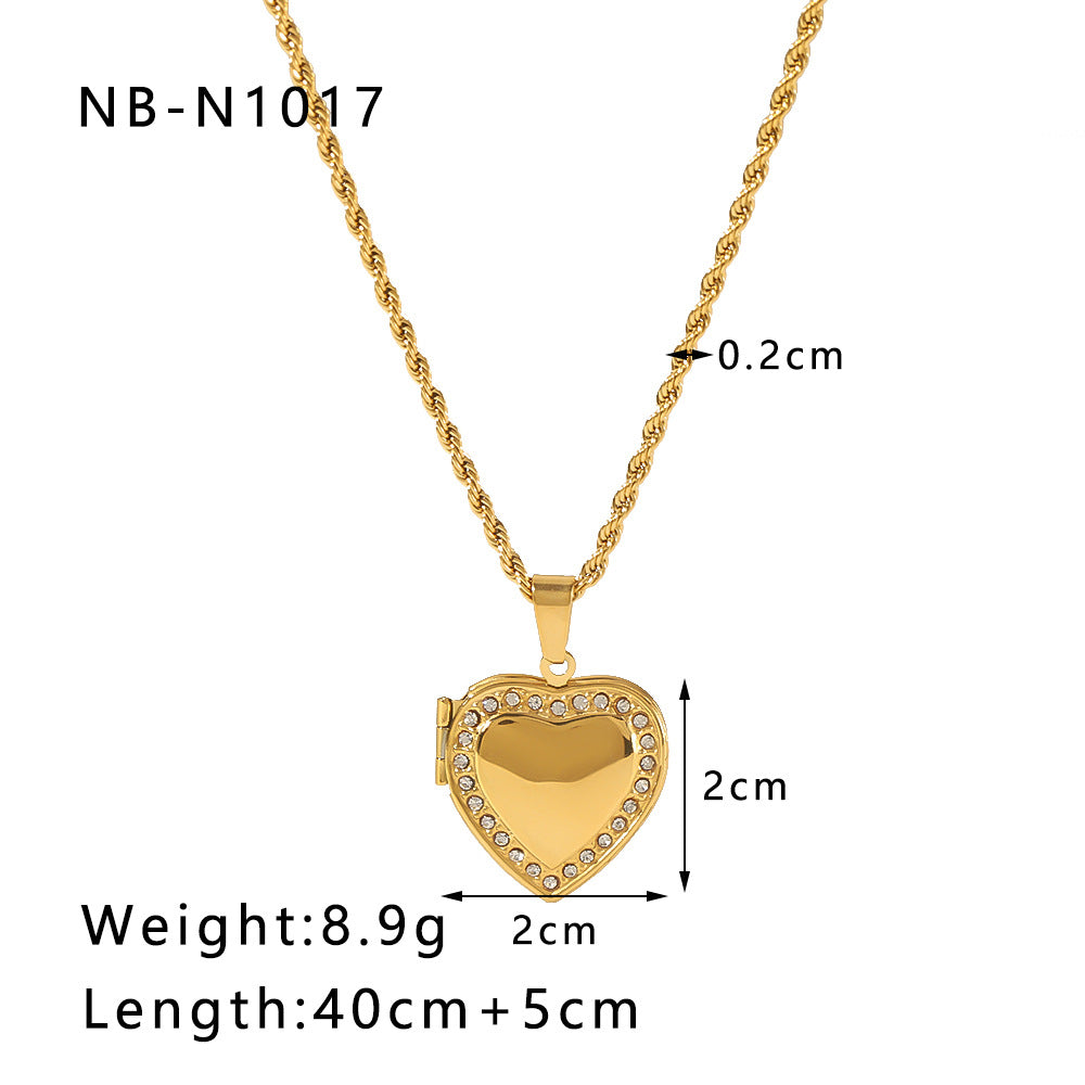 Fashion 3# Stainless Steel Diamond Love Necklace
