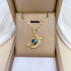Gold 74 Titanium Steel Diamond Pearl Geometric Necklace