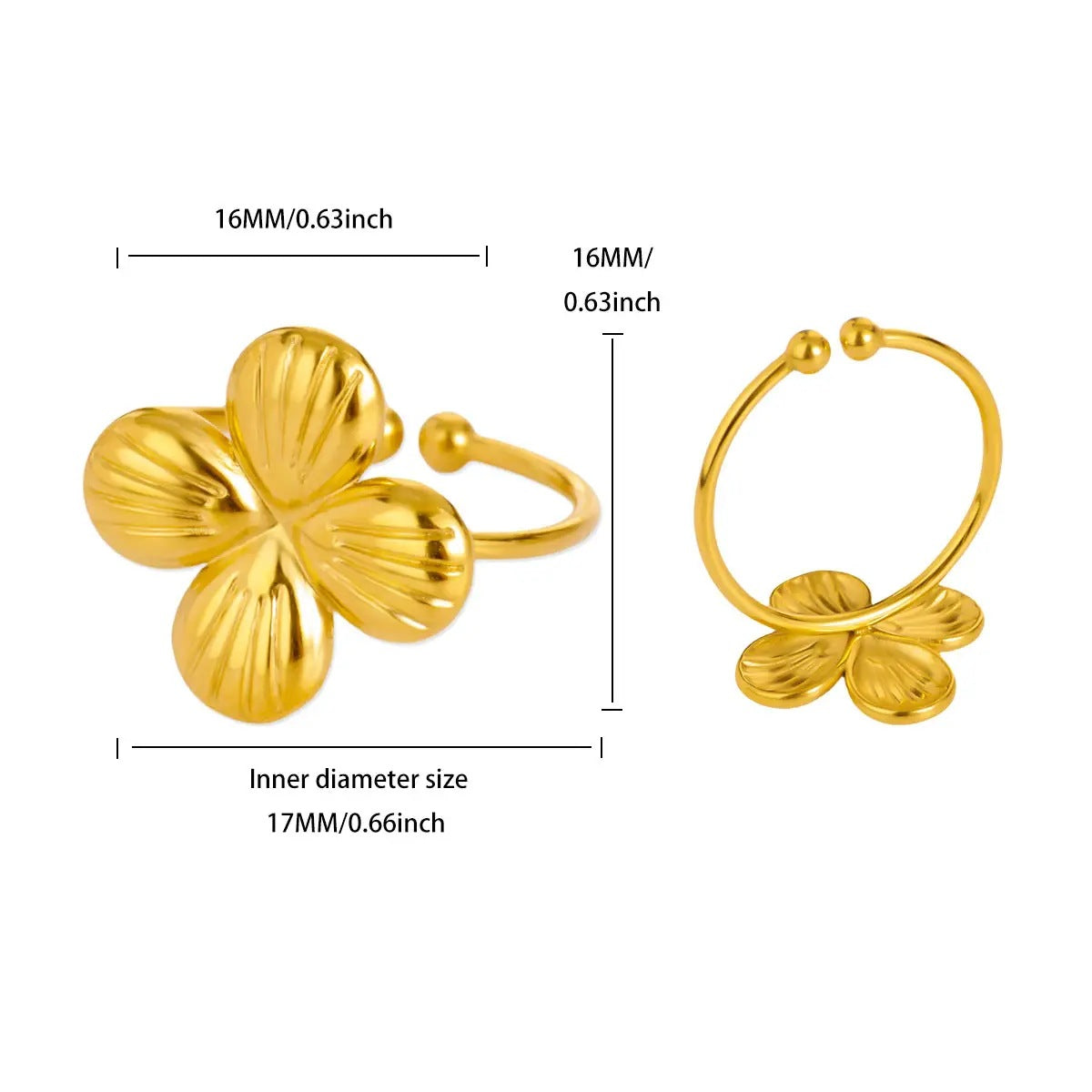 Ring #4 304 Stainless Steel Flower Ring