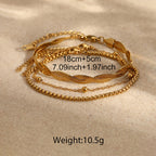 Gold Stainless Steel Double Wrap Snake Bone Chain Bracelet