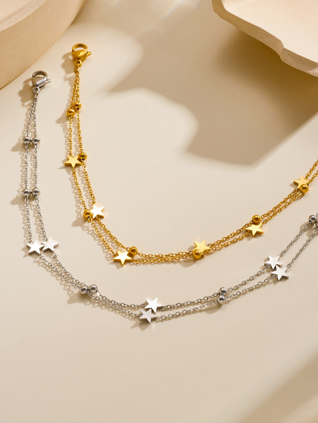 Gold Stainless Steel Double-layer Star Anklet