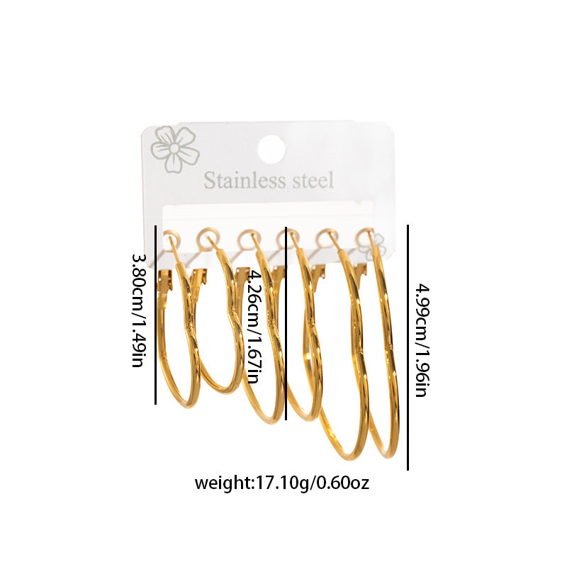 Rotating Round Earrings Large Hoop Heart Star Stainless Steel Earrings