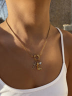 Gold Stainless Steel Diamond-encrusted Cross Boot Necklace