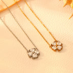 Gold Necklace Titanium Steel Diamond Petal Necklace