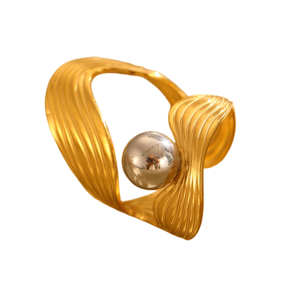 Ring 3# Stainless Steel Colorblock Bead Open Ring