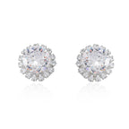 Set Titanium Steel Diamond-encrusted Round Necklace And Earring Set