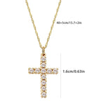 Gold Stainless Steel Diamond Cross Necklace