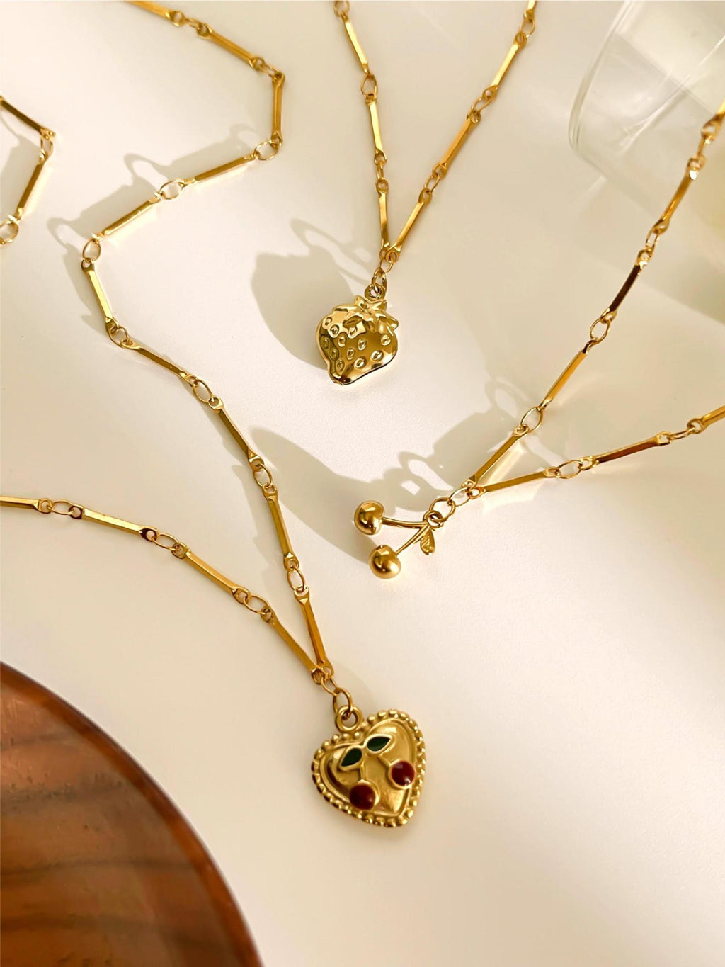 Golden Love Heart Stainless Steel Diamond Heart Necklace