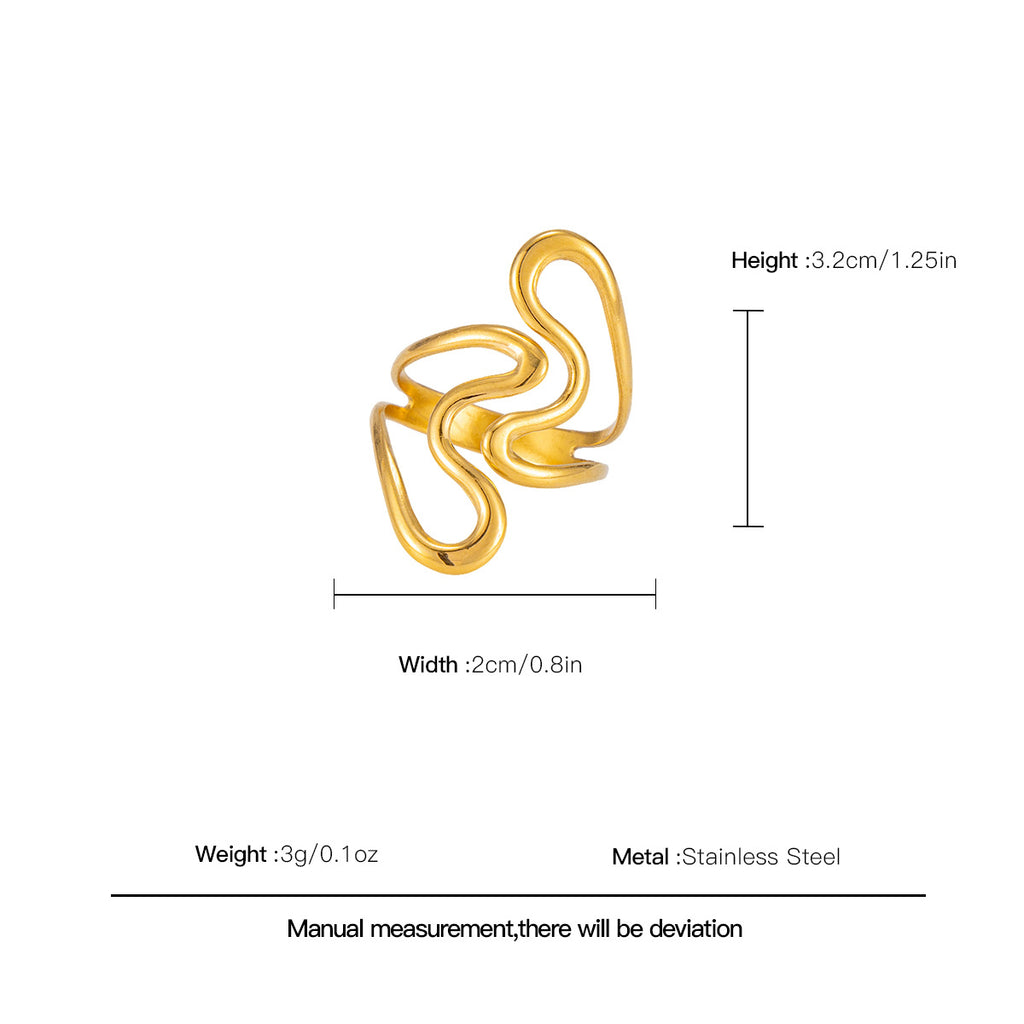 Ring4# Stainless Steel Irregular Line Ring