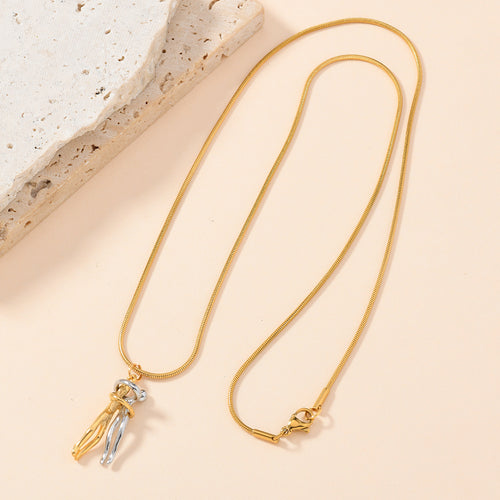 Dz563 - Gold (small) Titanium Steel Two-tone Hugging Necklace