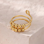 Ring 4# Stainless Steel Beaded Ring