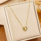 Diamond-encrusted Heart No. 1 18k Gold Plated Titanium Heart Pendant Necklace