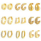 Earrings 2# Stainless Steel Diamond-studded Oval Heart Bow Drop-shaped Geometric Earrings
