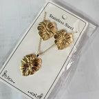 Set 18# Stainless Steel Flower Necklace And Earring Set