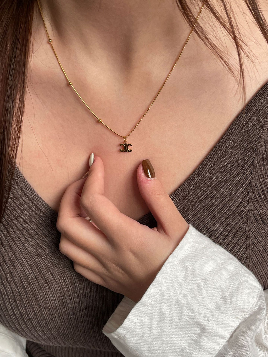 Fashion Gold Titanium Steel Arc De Triomphe Necklace