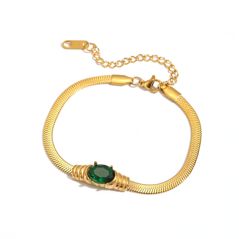White Diamond Snake Chain Bracelet Tarnish-free Titanium Steel Color Gem Snake Bracelet