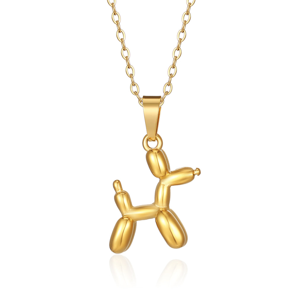 Fashion Gold Titanium Steel Balloon Dog Necklace
