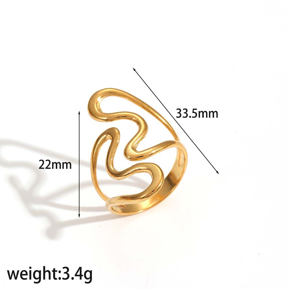 Ring 6# Stainless Steel Irregular Line Ring