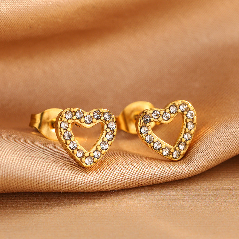 Heart Zircon Necklace Stainless Steel Diamond Heart Necklace