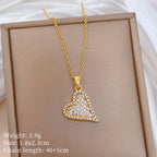 Necklace Stainless Steel Diamond-encrusted Heart Necklace