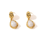 White Teardrop Earrings Titanium Steel Teardrop Earrings