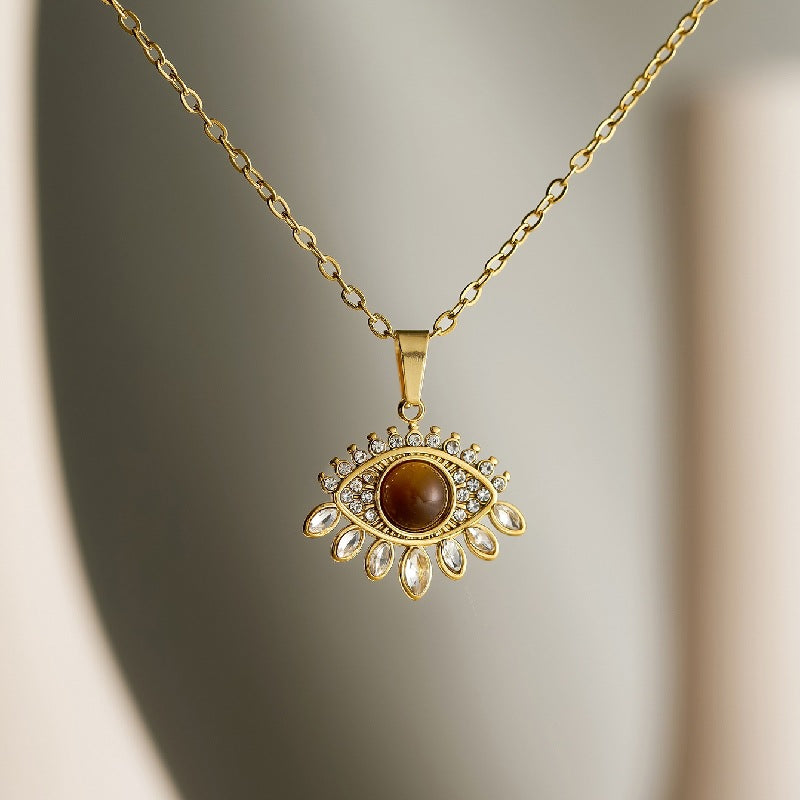 Tigers Eye 304 Stainless Steel Tiger Eye Necklace