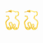 Fashion Gold Suit Stainless Steel Hollow Bear Necklace Earring Set