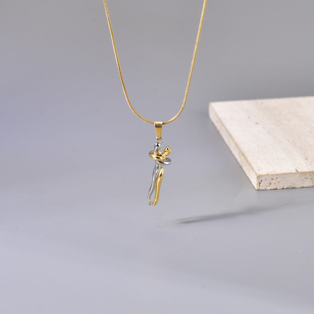 Gold-circle Snake Chain Titanium Steel Color Matching Hug Necklace