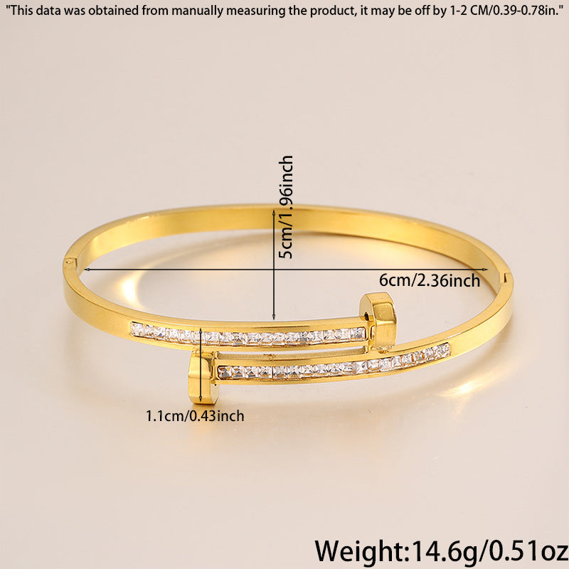 Bracelet #1 Titanium Steel Diamond-encrusted Round Bracelet