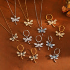 Gold And White Diamond Earrings Stainless Steel Diamond-encrusted Dragonfly Earrings