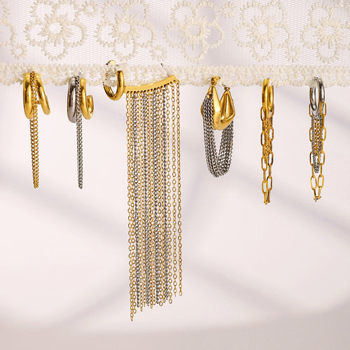 Earring #1 Stainless Steel Chain Tassel Earrings