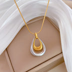 Fashion Gold And Silver Stainless Steel Double Layer Teardrop Necklace