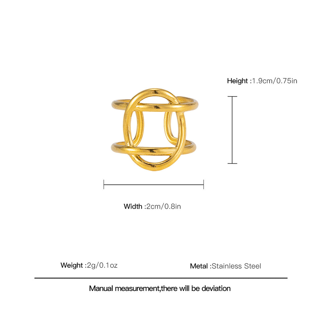 Ring2# Stainless Steel Irregular Line Ring