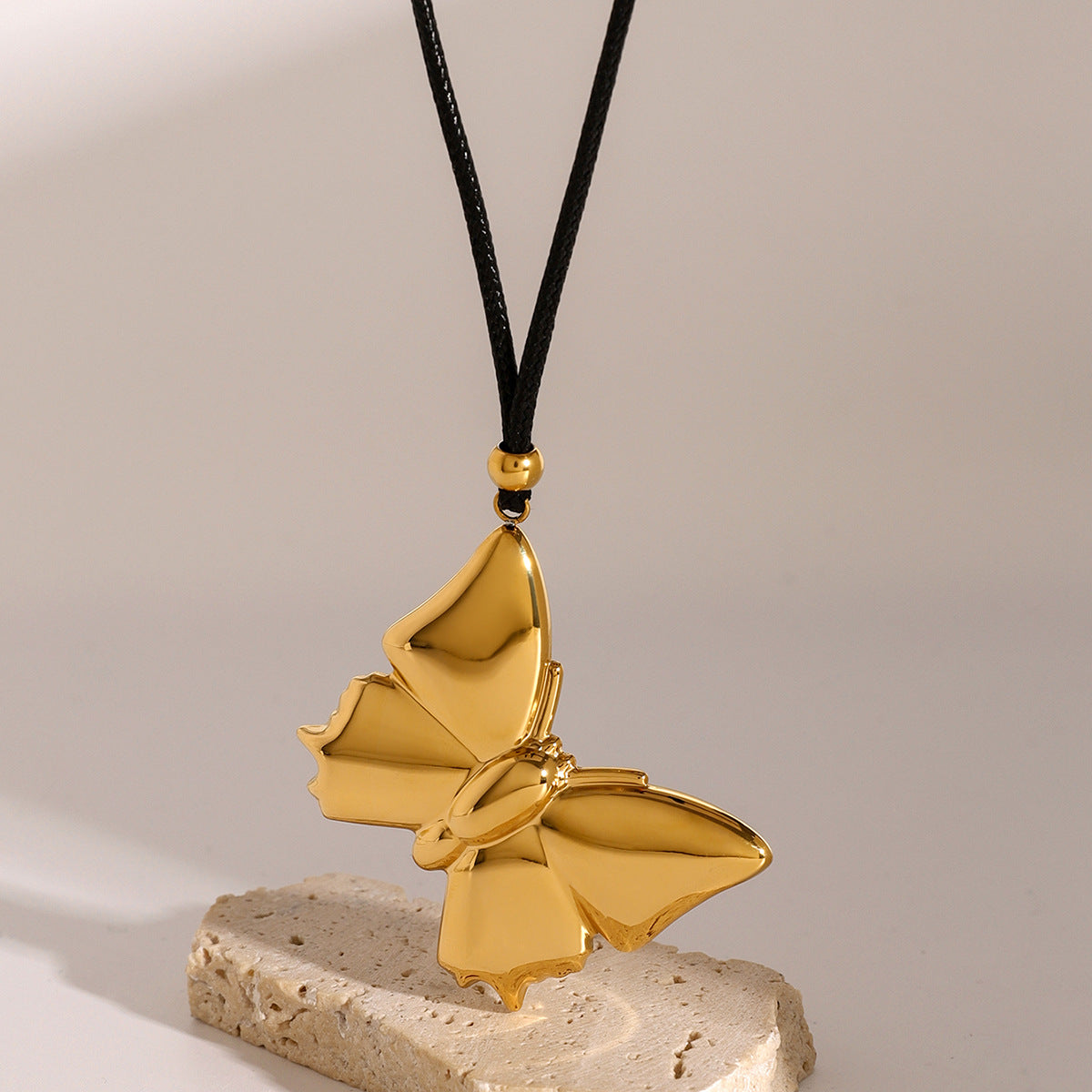 Gold Stainless Steel Butterfly Necklace